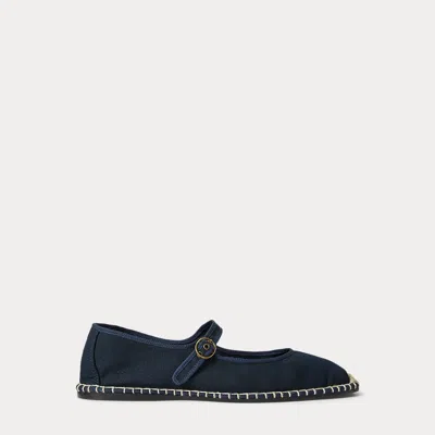 Polo Ralph Lauren Canvas Mary Jane Espadrille In Blue Notte