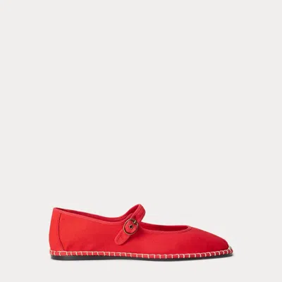 Polo Ralph Lauren Canvas Mary Jane Espadrille In Red