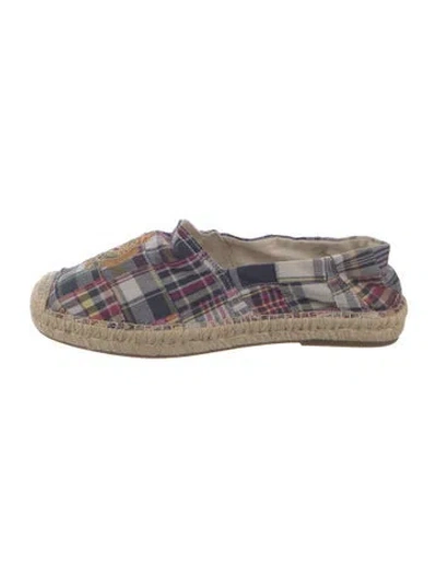 Pre-owned Polo Ralph Lauren Canvas Plaid Print Espadrilles In Blue