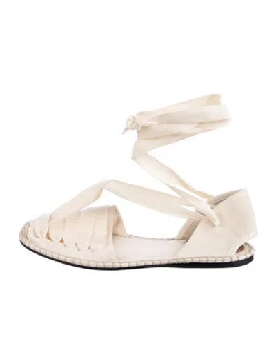 Pre-owned Polo Ralph Lauren Canvas Printed Flats In Neutral
