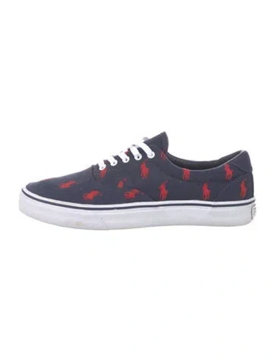 Pre-owned Polo Ralph Lauren Canvas Printed Sneakers In Blue