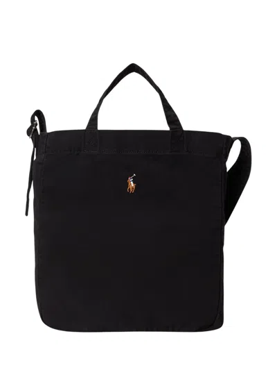 Polo Ralph Lauren Pony-detail Canvas Tote Bag In Black