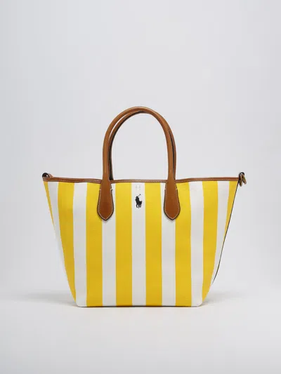 Polo Ralph Lauren Canvas Shopping Bag In Giallo-navy