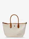 Polo Ralph Lauren Canvas Shopping Bag With Embroidered Logo In Sand