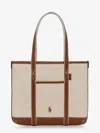 Polo Ralph Lauren Canvas Shoulder Bag With Embroidered Logo On The Front In Sand