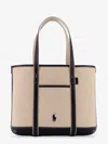Polo Ralph Lauren Canvas Shoulder Bag With Embroidered Logo On The Front In Sand
