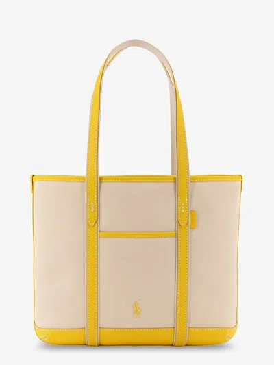 Polo Ralph Lauren Canvas Shoulder Bag With Embroidered Logo On The Front In Yellow