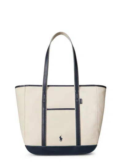Polo Ralph Lauren Canvas Shoulder Bag With Leather Profiles