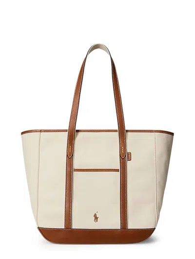 Polo Ralph Lauren Canvas Shoulder Bag With Leather Profiles