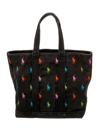 Pre-owned Polo Ralph Lauren Canvas Tote In Black