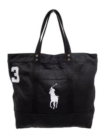 Pre-owned Polo Ralph Lauren Canvas Tote In Black
