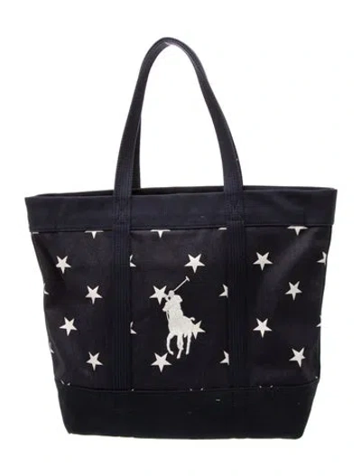 Pre-owned Polo Ralph Lauren Canvas Tote In Blue