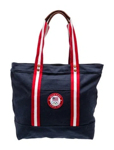 Pre-owned Polo Ralph Lauren Canvas Tote In Blue