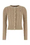 Polo Ralph Lauren Cappuccino Cotton Cardigan In Lightsaddleheather