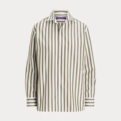 Polo Ralph Lauren Capri Relaxed Fit Striped Cotton Shirt In Moss/white