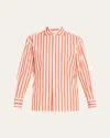 Polo Ralph Lauren Capri Relaxed Fit Striped Cotton Shirt In Orangewht