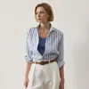Polo Ralph Lauren Capri Relaxed Fit Striped Linen Shirt In Cream/cornflower