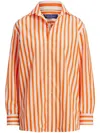 Polo Ralph Lauren Capri Relaxed Fit Striped Cotton Shirt In Orange