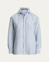 Polo Ralph Lauren Capri Relaxed Fit Striped Linen Shirt In Creamblue