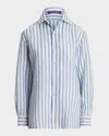 Polo Ralph Lauren Capri Relaxed Fit Striped Linen Shirt In Creamblue