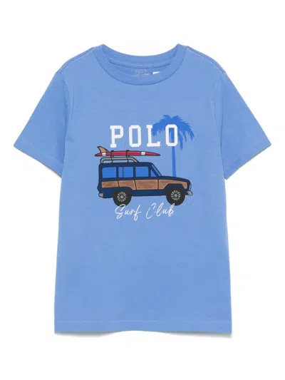 Polo Ralph Lauren Kids' Car-print Cotton T-shirt In Blue