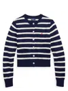 Polo Ralph Lauren Strp Jersey Cardigan Long Sleeve In Blue