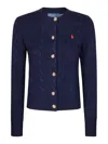 Polo Ralph Lauren Navy Cable-knit Cardigan With Button Front In Blue