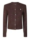 Polo Ralph Lauren Cable Knit Cardigan With Button Closure In Brown