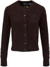 Polo Ralph Lauren Brown Cable-knit Wool And Cashmere Cardigan In Brown