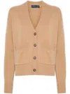 Polo Ralph Lauren Ribbed V-neck Cardigan With Button-down Front In Neutral
