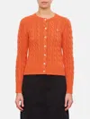 Polo Ralph Lauren Cable Knit Cardigan In Orange