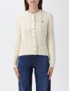 Polo Ralph Lauren Cable Knit Cardigan With Ribbed Cuffs In Neutral