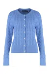 Polo Ralph Lauren Cardigan With Cable Knit In Cotton In Blue