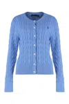 Polo Ralph Lauren Cardigan With Cable Knit In Cotton In Blue
