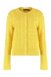 Polo Ralph Lauren Cardigan With Cable Knit In Cotton In Yellow