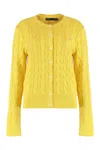 Polo Ralph Lauren Cardigan With Cable Knit In Cotton In Yellow