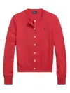 Polo Ralph Lauren Classic Button-down Cardigan With Subtle Logo In Red