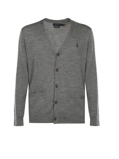 Polo Ralph Lauren Cardigan With Logo In Gray
