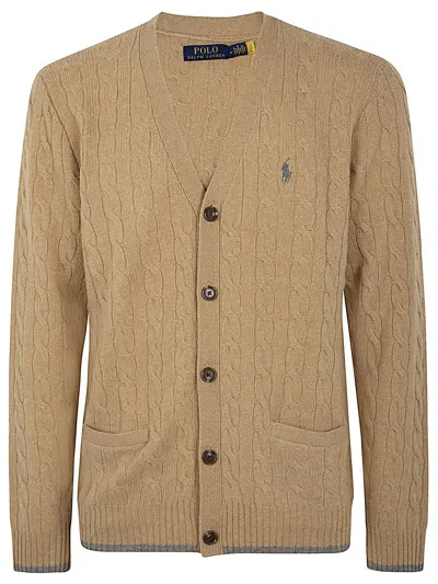 Polo Ralph Lauren Cable-knit Cotton Cardigan In Beige