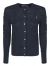 Polo Ralph Lauren Cotton Cable Long Sleeve Cardigan Blue In Blue