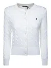 Polo Ralph Lauren Embroidered Cable-knit Cotton Cardigan In White
