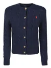 Polo Ralph Lauren Navy Cable-knit Cardigan With Button Front In Blue