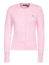 Polo Ralph Lauren Plaited Cardigan With Long Sleeves In Pink