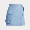 Polo Ralph Lauren Cargo Linen Wrap Skirt In Blue