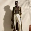 Polo Ralph Lauren Carlton Washed Charmeuse Trench Coat In Moss