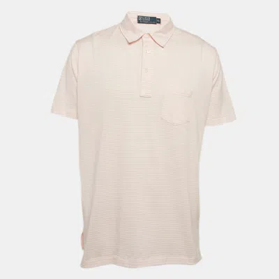 Pre-owned Polo Ralph Lauren Carmel Pink Stripe Cotton Polo T-shirt Xl