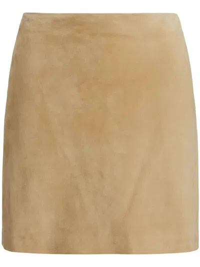 Polo Ralph Lauren Carreen Suede Mini Skirt In Neutrals