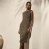 Polo Ralph Lauren Carroll Embellished Silk Cocktail Dress In Cocoa