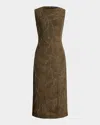 Polo Ralph Lauren Carroll Embellished Silk Cocktail Dress In Cocoa