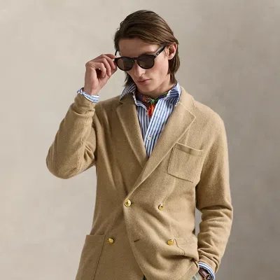 Polo Ralph Lauren Cashmere Blazer Cardigan In Dune Melange